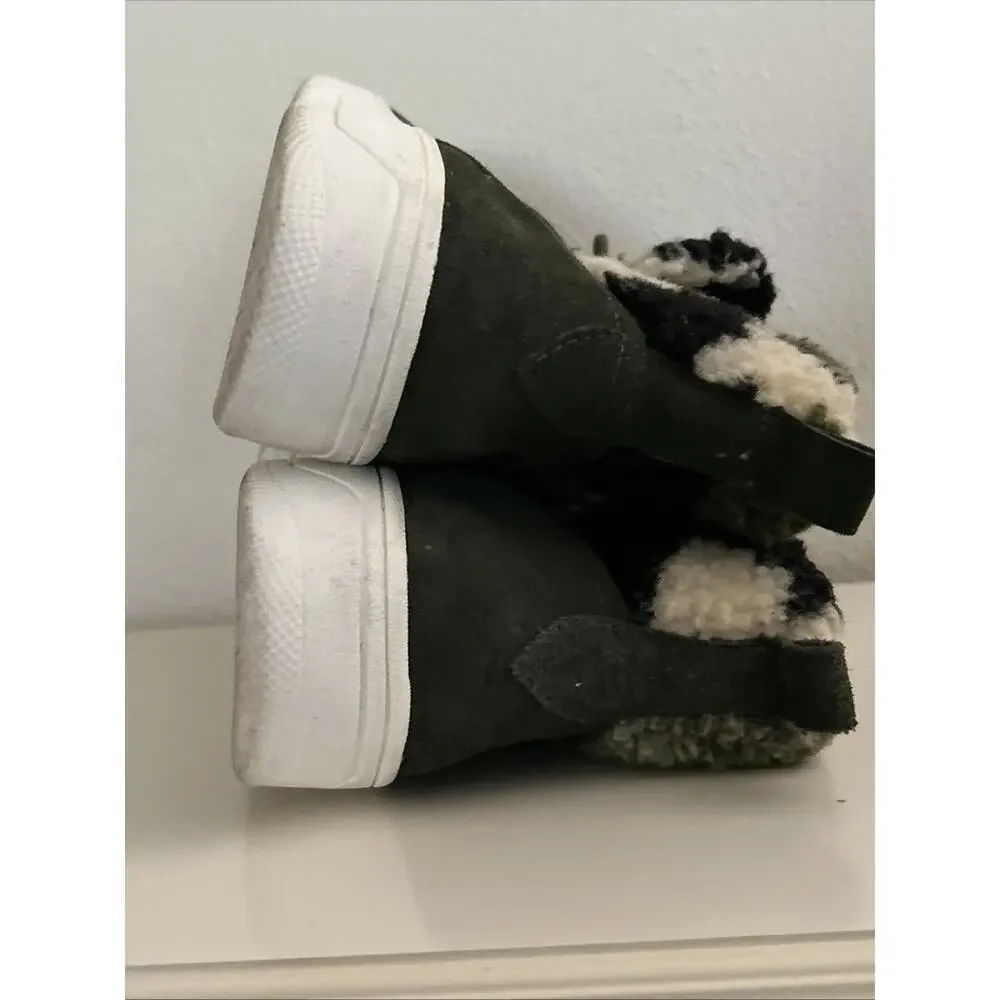 Steve Madden Leather Hi-Top Women 7M Debora Green Suede Camo Sherpa Zip Sneaker - Picture 8 of 9